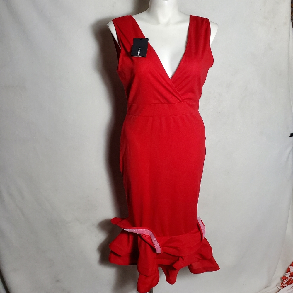 Fashion nova red ruffle dress size 2XL.